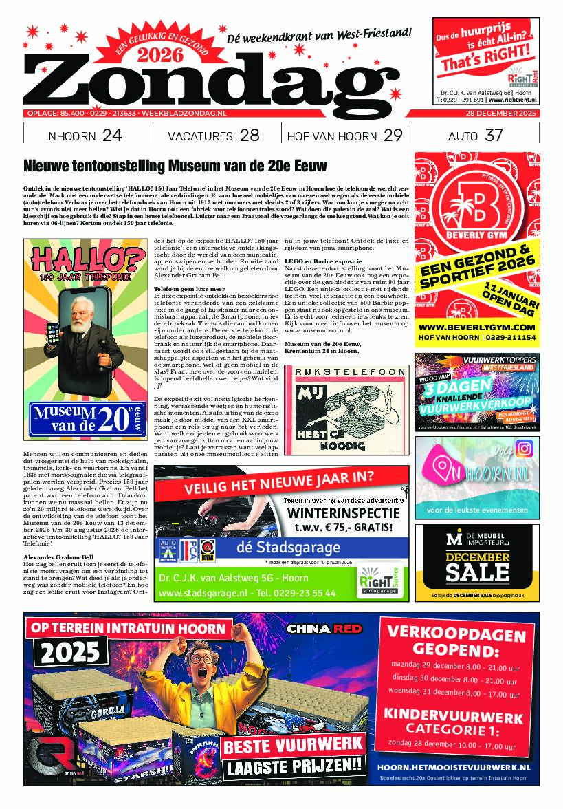 Zondag 28 december 2025