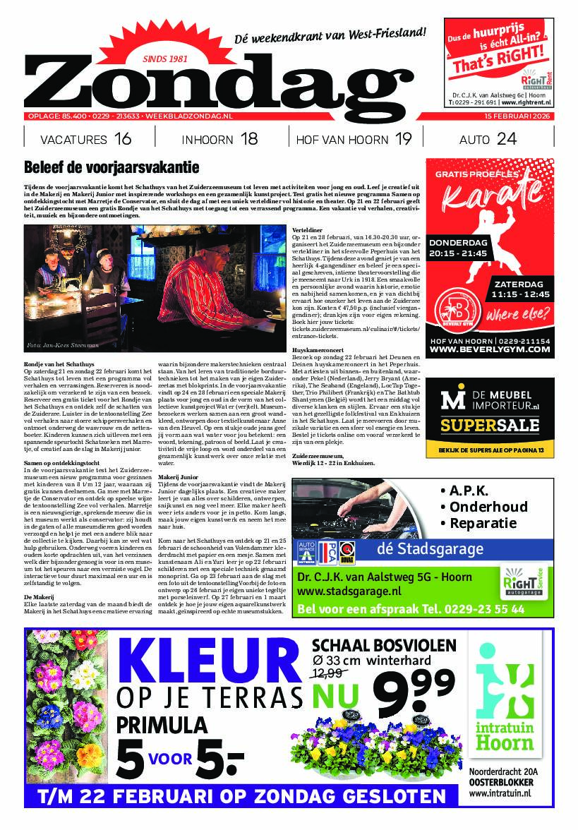 Zondag 15 februari 2026