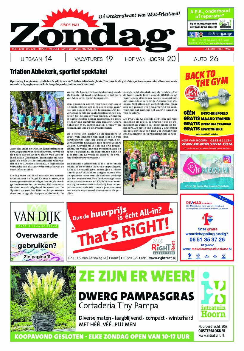 Zondag 31 augustus 2025