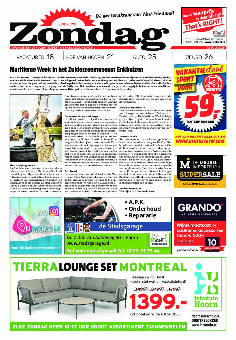 Zondag 13 juli 2025